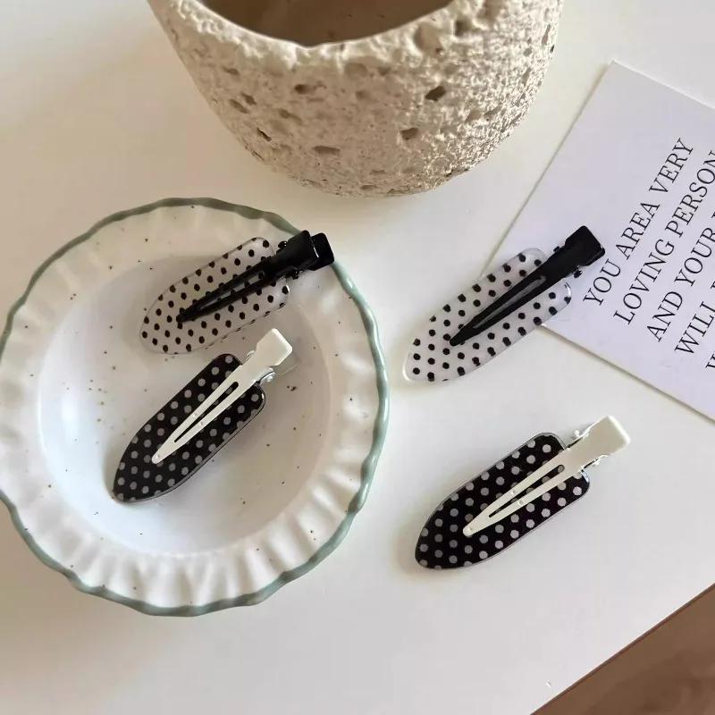 Pinces à cheveux Vintage à pois noirs et blancs, épingles à cheveux à la mode Y2K, Barrettes coréenn