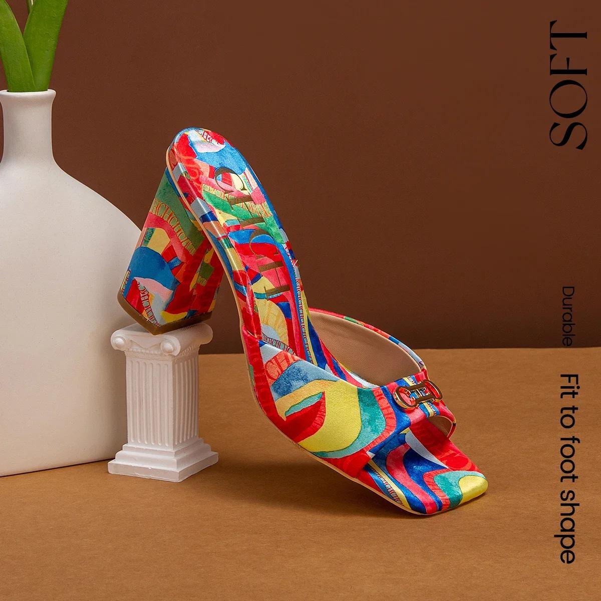 C-H femme chaussures sandales à talons épais carré bout ouvert sandales coulissantes étudiants