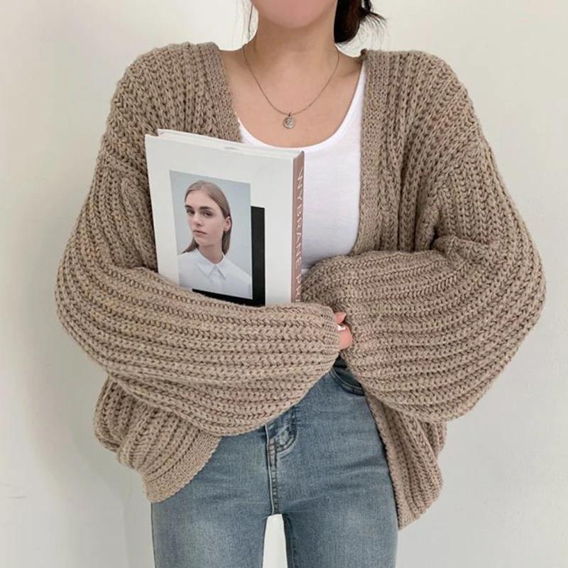 Cardigan Vintage Harajuku à manches lanternes pour femme, pull décontracté, coréen, Streetwear d'aut