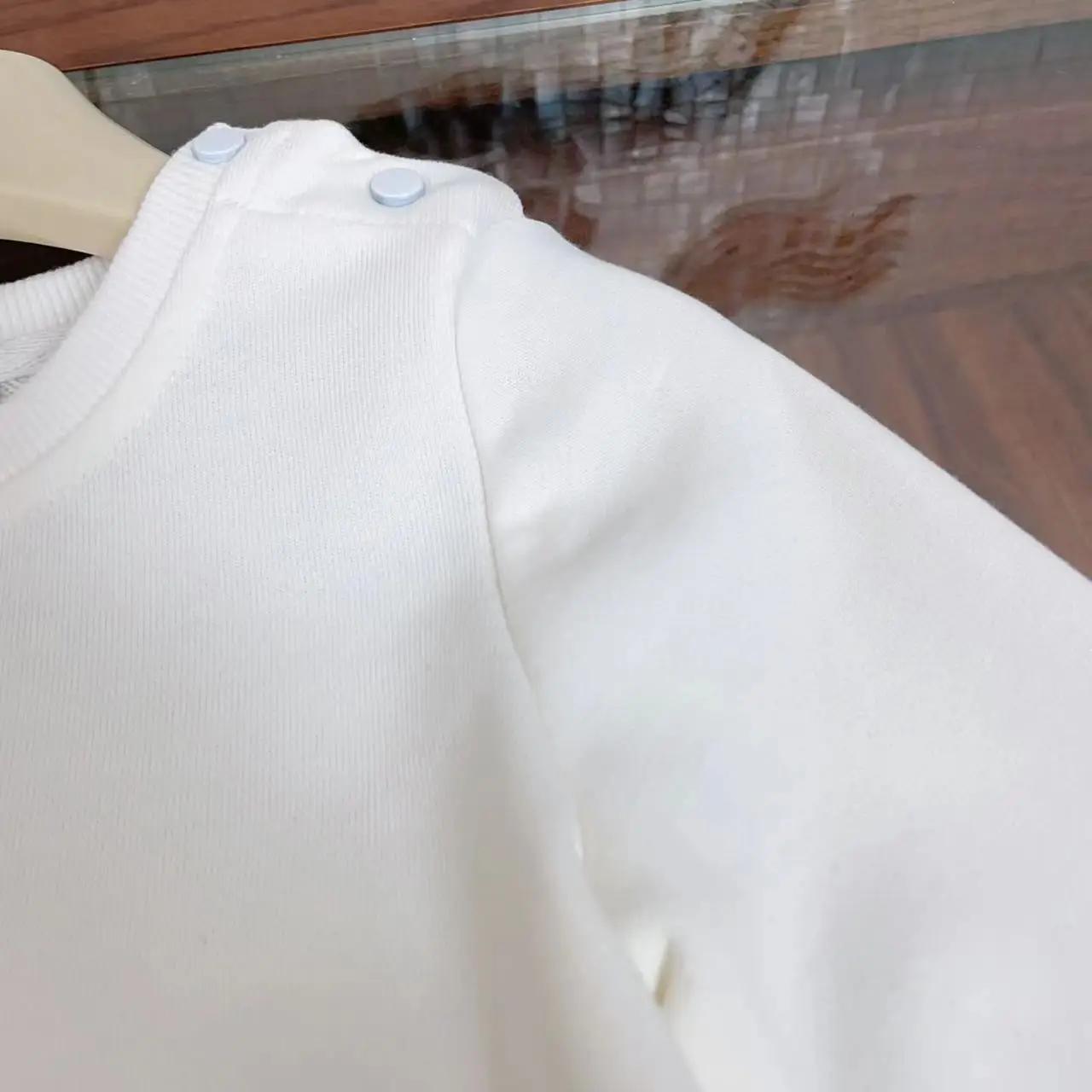 Robe blanche à manches longues imprimée lettre pour enfants, vêtements décontractés quotidiens, mode