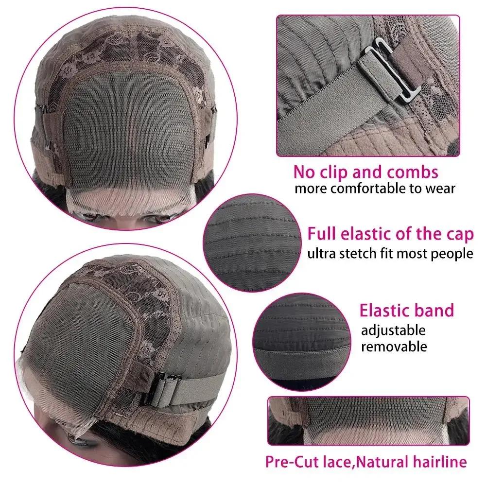 Perruques bouclées Deep Wave pré-plumées avec fermeture à lacet HD, cheveux humains sans colle, prêt