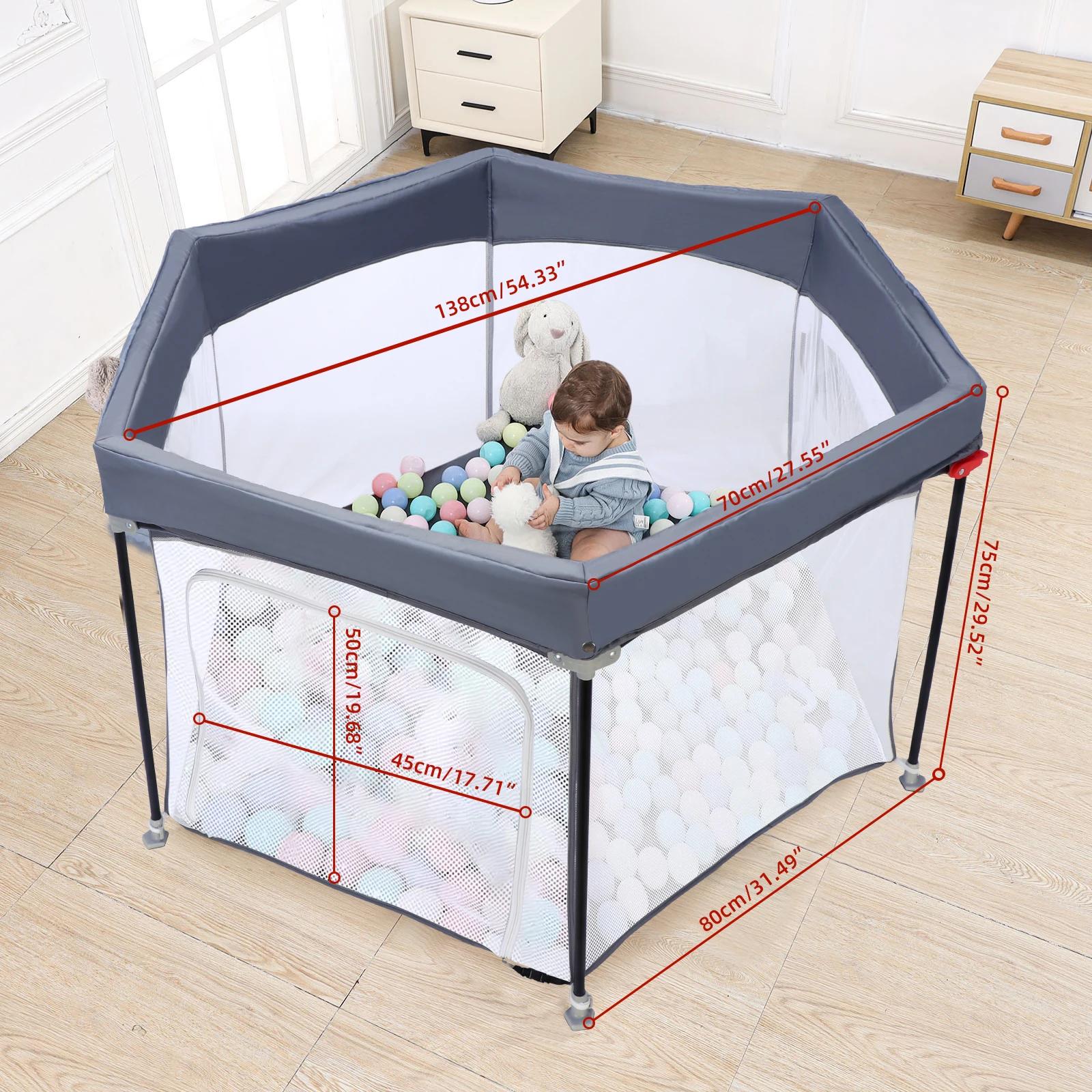 Parc pour bébé pliable hexagonal robuste, parc de jeu de sécurité pour les tout-petits, maille douce
