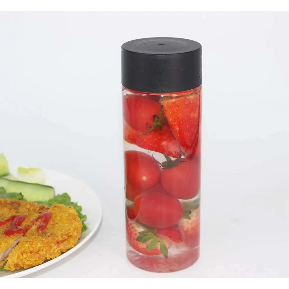 Paquet de 24 bouteilles de jus en plastique PET transparent de 10OZ avec couvercles noirs, bouteille