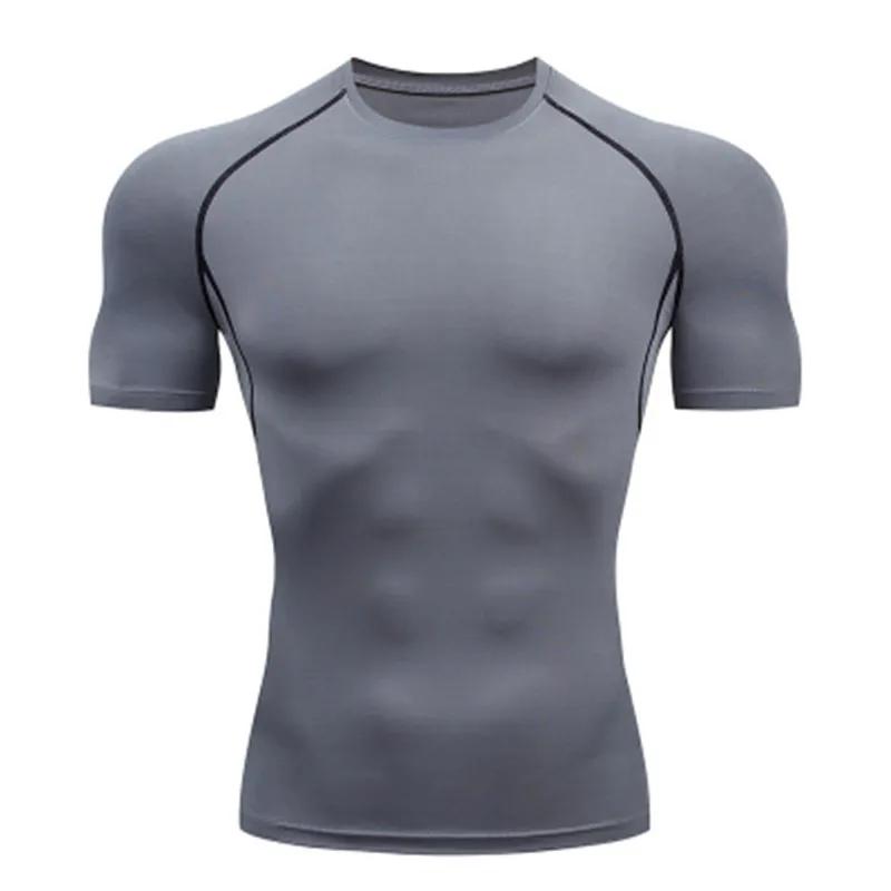 T-shirt de compression élastique respirant pour homme, haut serré, sweat-shirt de course, jogging, s