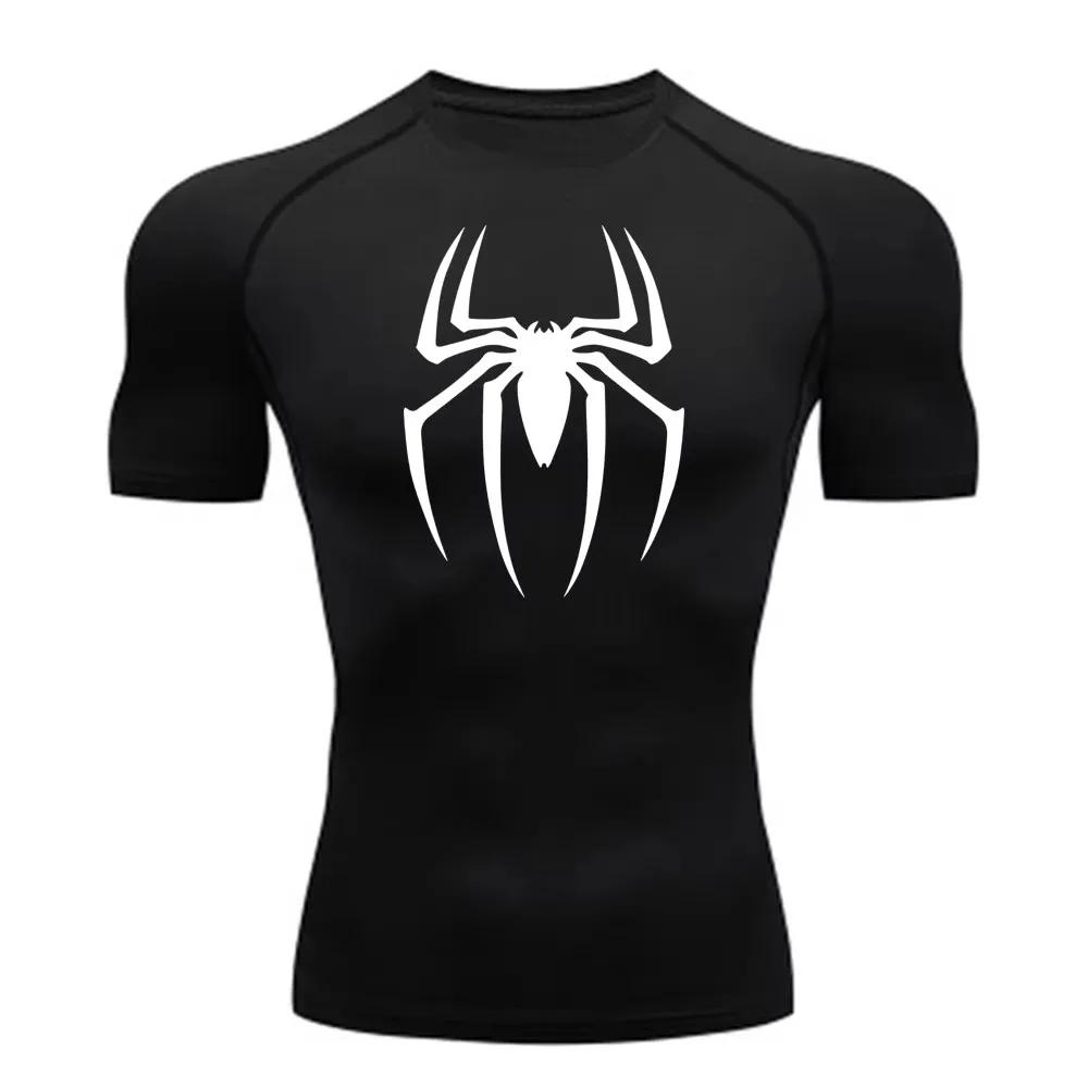 Chemise de Compression imprimée araignée pour hommes, T-Shirt à séchage rapide, maillot de course de