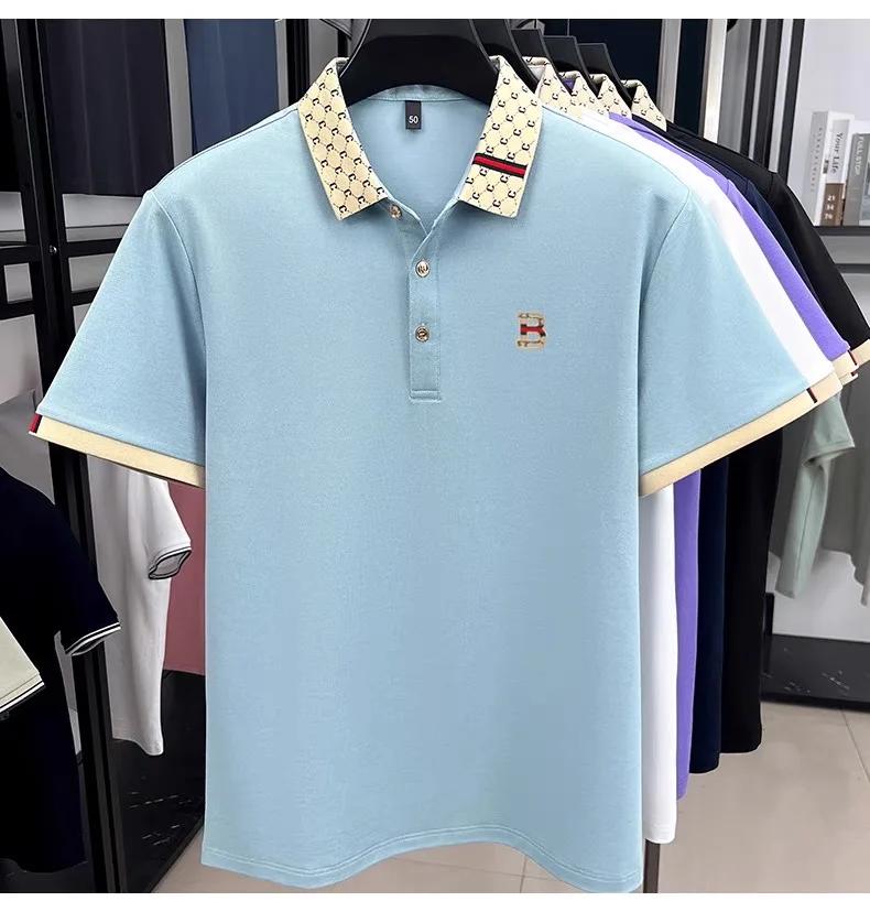 Marque de luxe B lettre en relief polo à manches courtes hommes été léger respirant nouvelle mode co