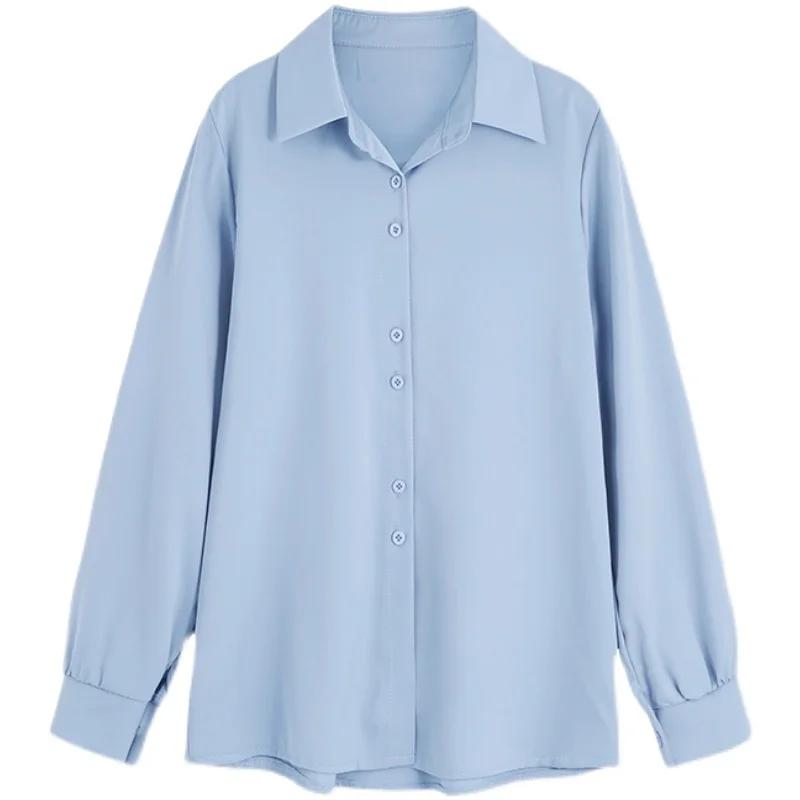Printemps automne décontracté en mousseline de soie chemise femmes bureau dame chemises mode femme à