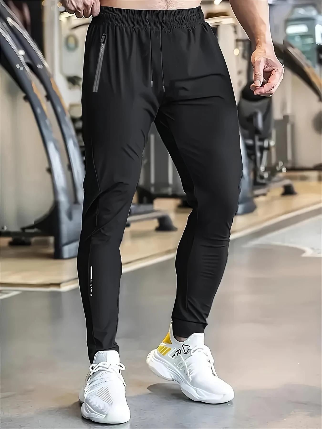 Pantalon de sport léger avec poche à fermeture éclair pour homme, pantalon de sport léger avec cordo