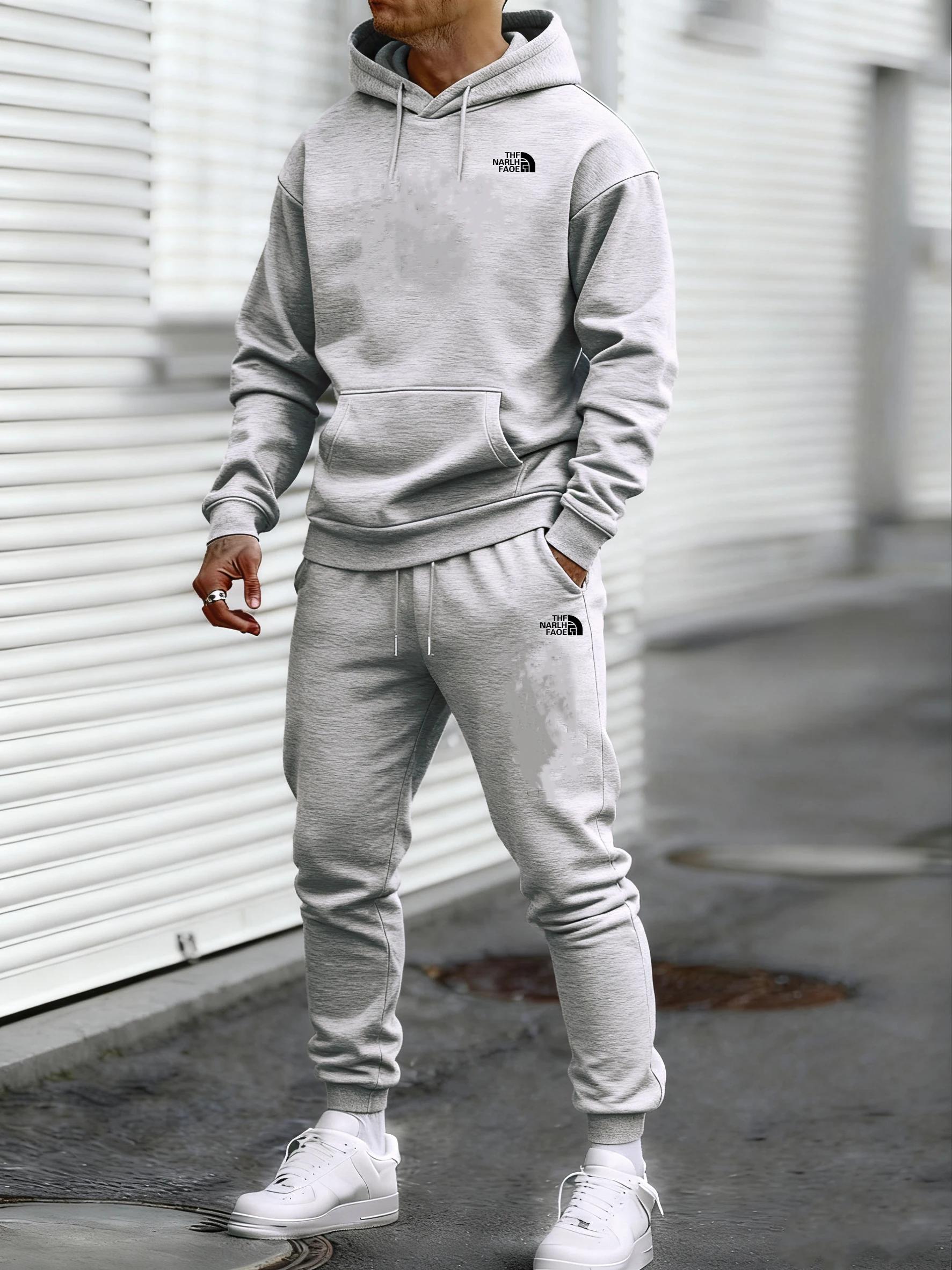 Ensemble décontracté deux pièces pour homme, automne et hiver, sweat-shirt à capuche et pantalon ave