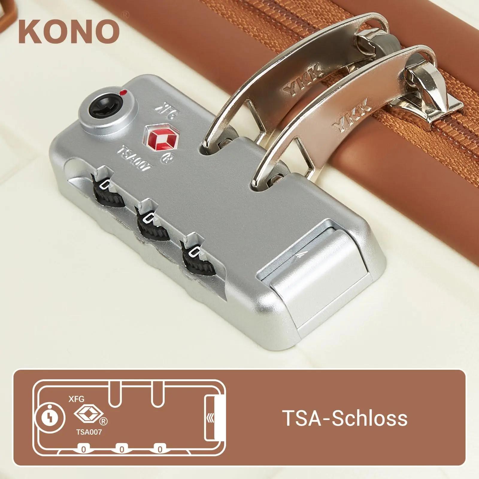 S/M/L KONO valise à main légère en polypropylène 4 roues Spinner chariot rigide et serrure TSA