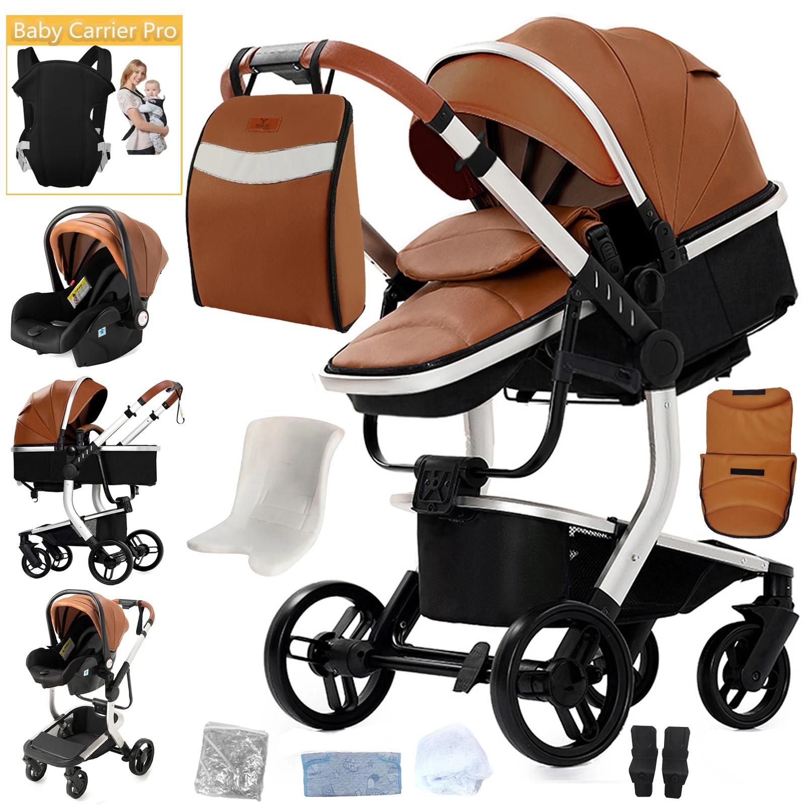 Poussette bébé 3 en 1, landau léger et pliable, poussette haute avec siège réversible, poussette com
