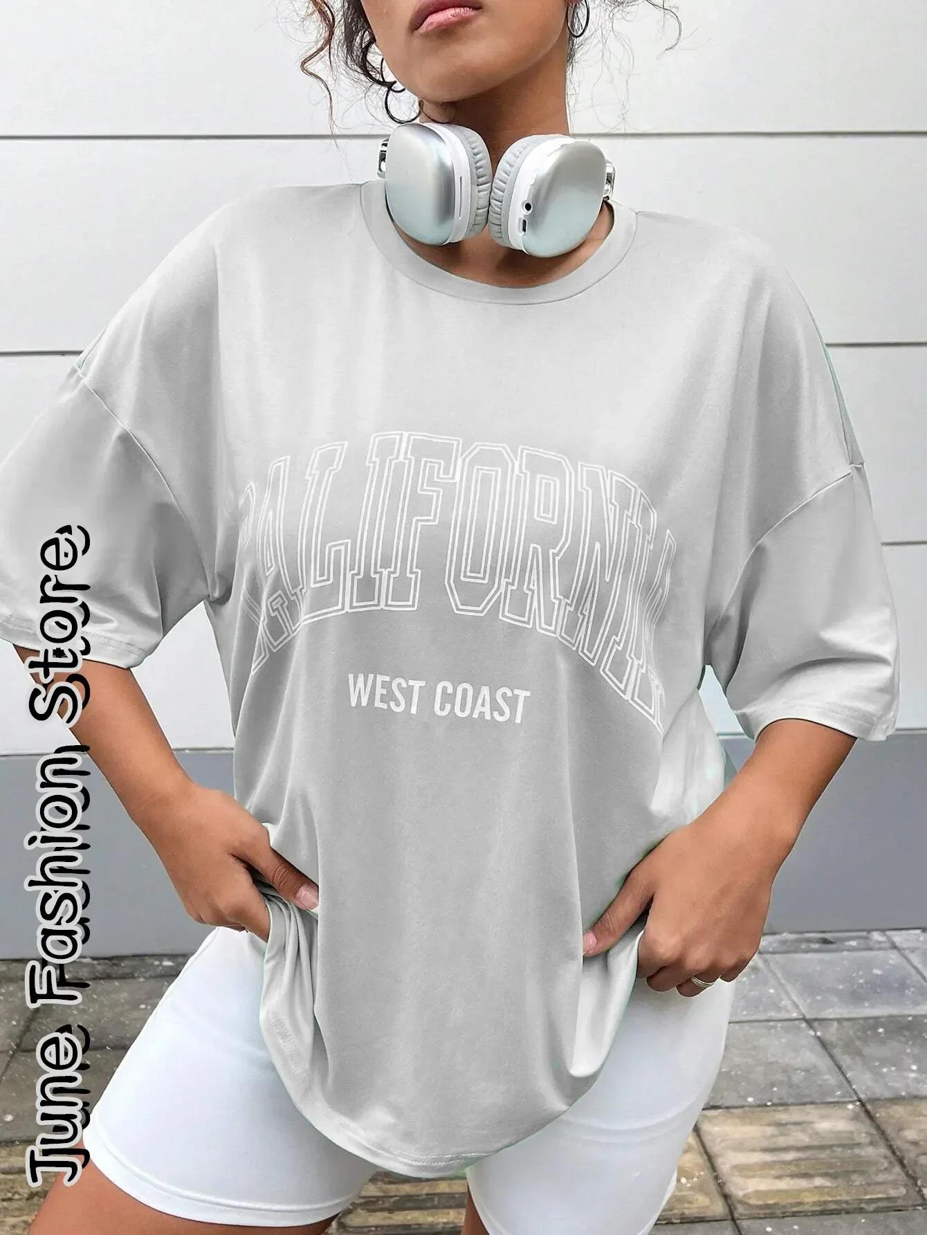 Été femmes californie côte ouest T-Shirt mode lettre à manches courtes vêtements femme Vintage hauts