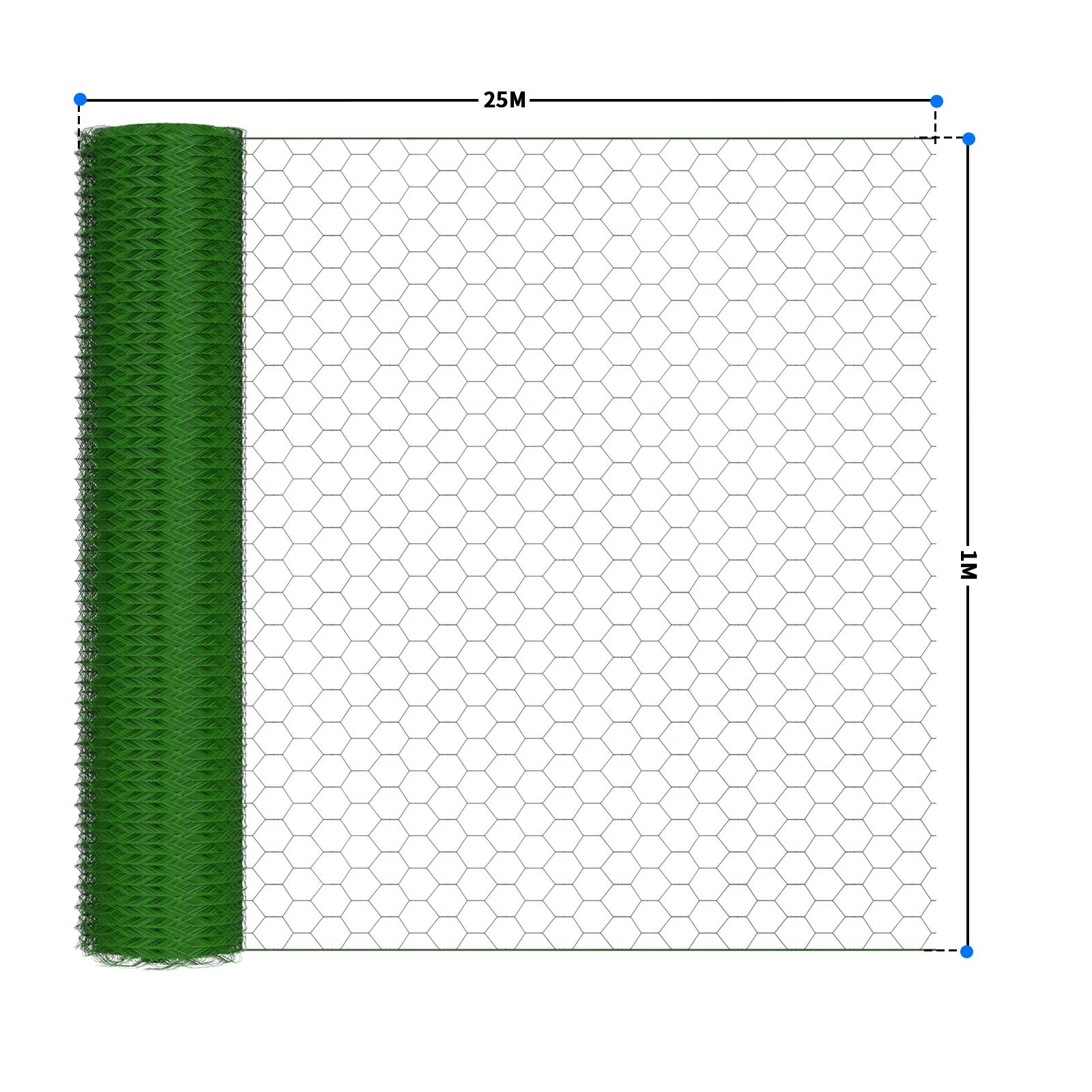 Maille hexagonale 25m, treillis métallique de clôture haute, treillis métallique de 25mm, revêtement