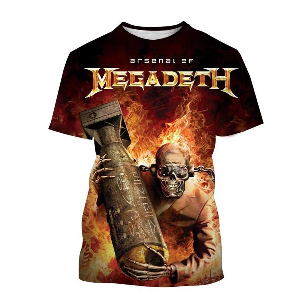 Megadeth-T-shirt à manches courtes imprimé en 3D pour hommes et femmes, T-shirt décontracté, Punk, D
