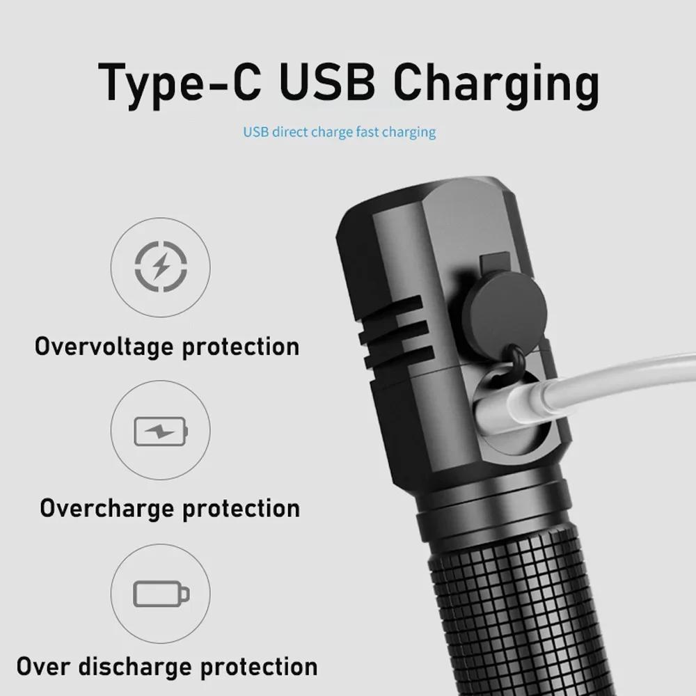 10000 Lumens Mini lampe de poche LED puissante XHP50 batterie intégrée 3 Modes Usb lampe de poche Re