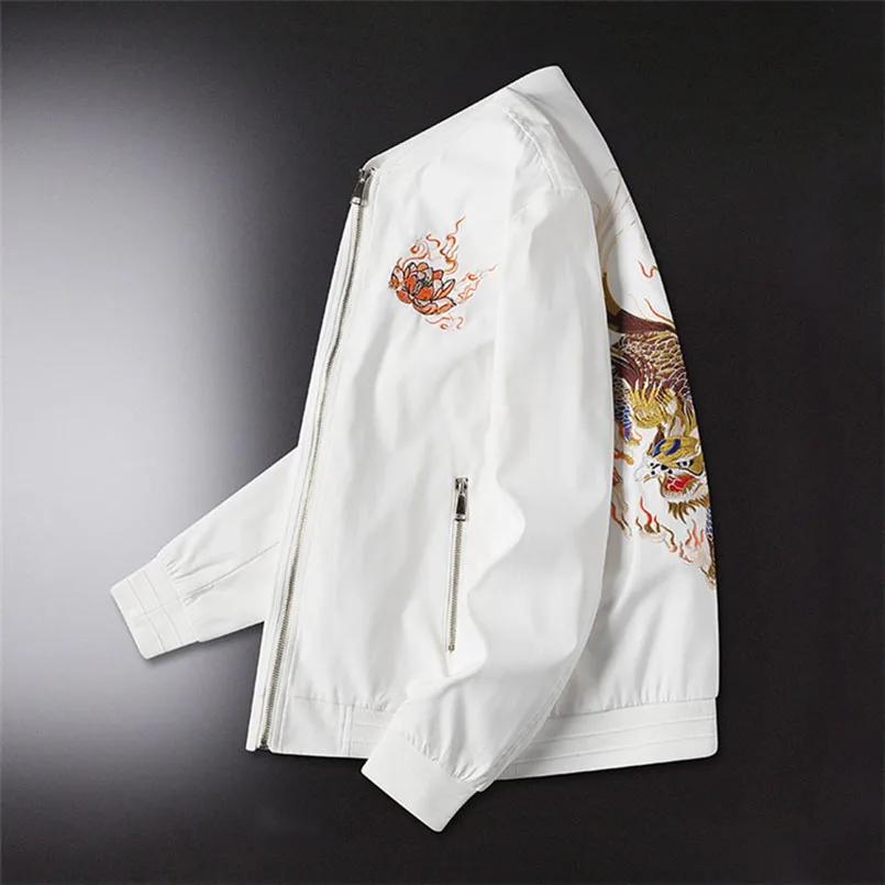 Blouson Bomber Brodé Sukajan pour Homme, Veste de Vol Kirin, Manteau Décontracté Harajuku à Manches 