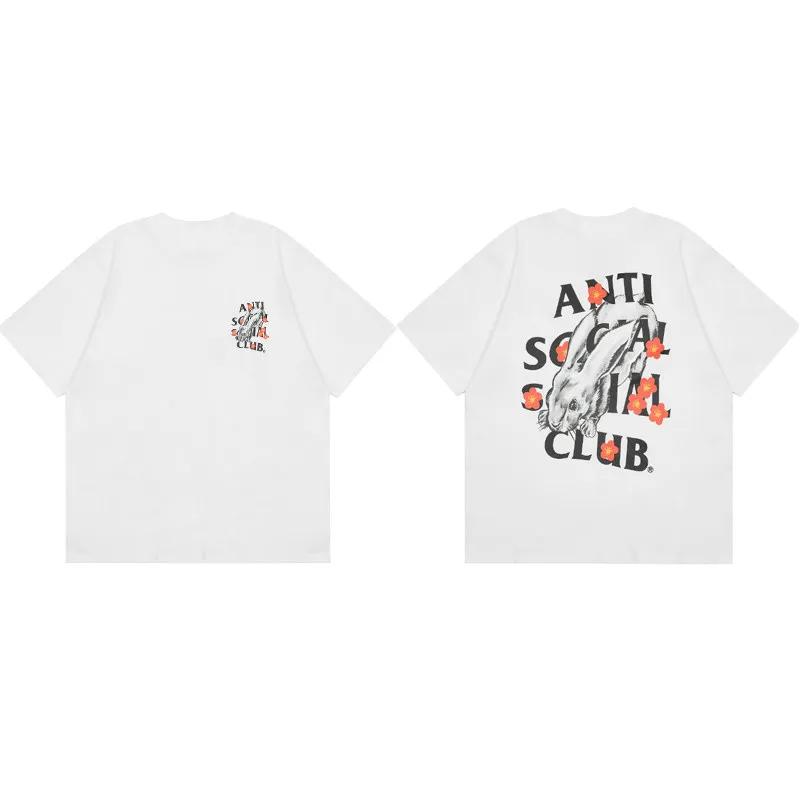 T-shirt décontracté Street Trend Club Graffiti Letter Rabbit pour hommes et femmes, marque de luxe