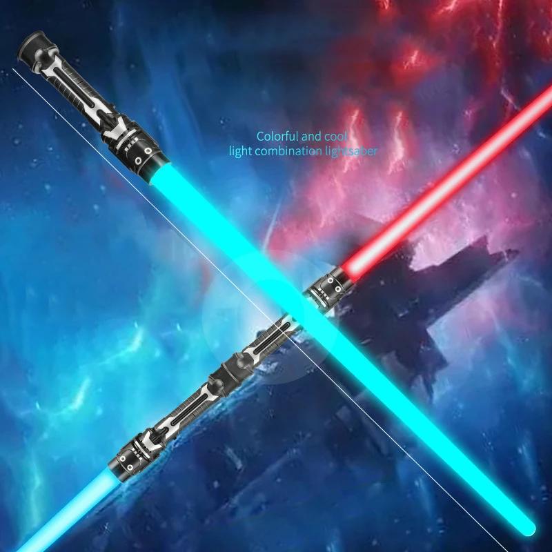 Épée lumineuse colorée, jouets Laser, sabre Laser rouge et bleu, Double sabre télescopique, musique 