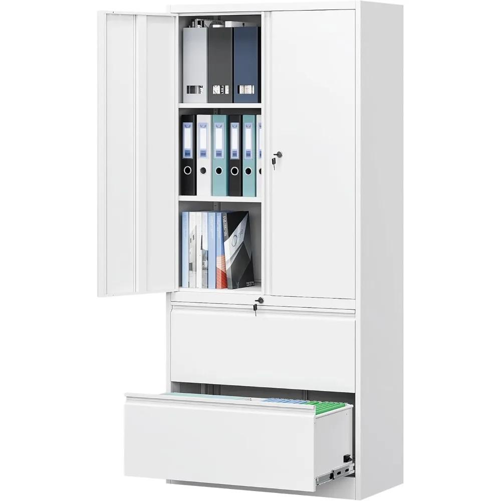 Armoires de rangement en métal pour le bureau à domicile, classeur-2 tiroirs avec serrure et étagère