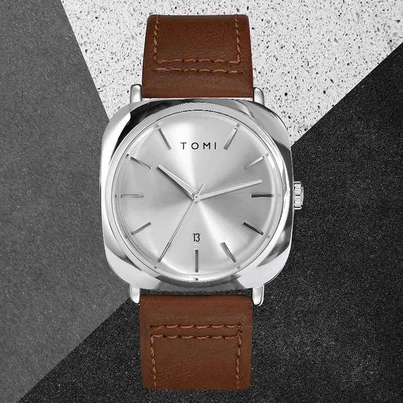 TOMI montre de conception d'affaires de mode pour hommes montre à petit disque carré de haute qualit