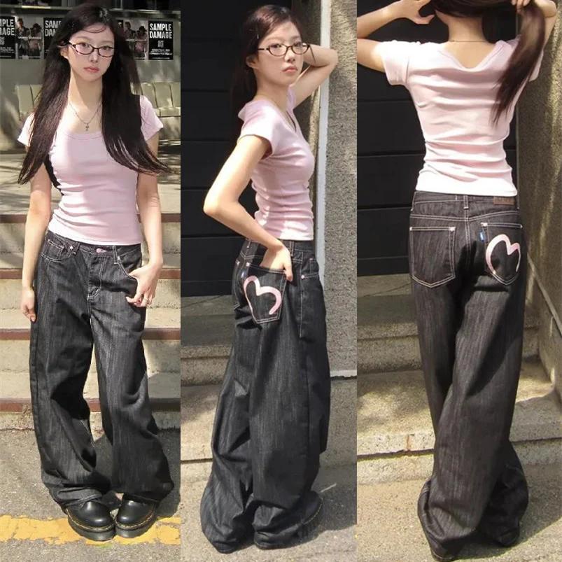 Jean Denim Y2K pour femme, Baggy, coupe large, Grunge, Harajuku, Cowboy, nouveau pantalon coréen pou