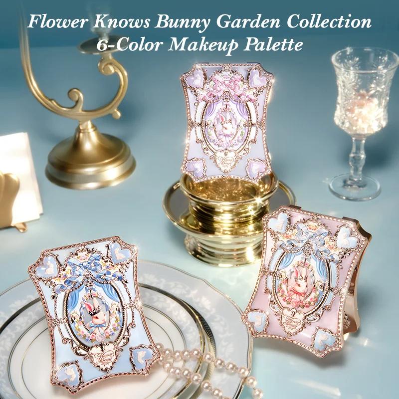 Palette de fards à paupières Flower Knows Makeup Bunny Garden, 6 couleurs, longue tenue, nudes natur