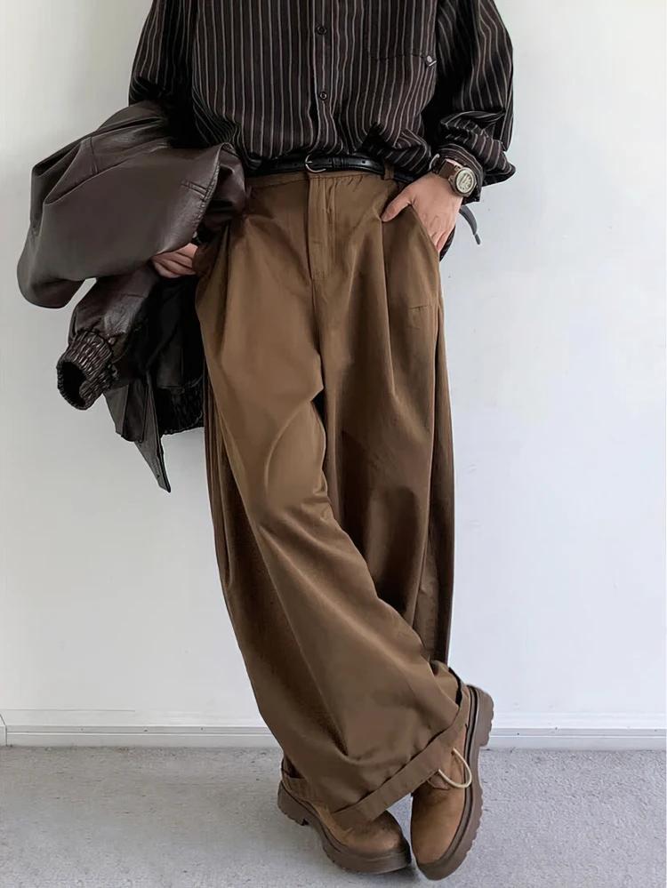 Vintage marron Baggy Cargo pantalon hommes Koraen Harajuku costume pantalon bureau pantalon décontra