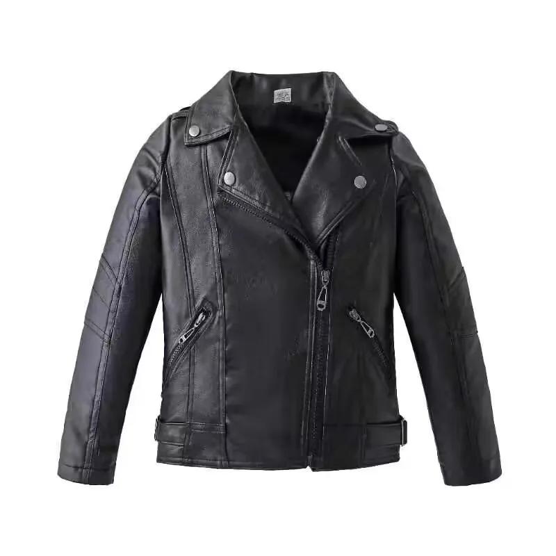 Veste imperméable en cuir PU avec fermeture éclair pour enfants, manteau pour garçons, vêtements pou