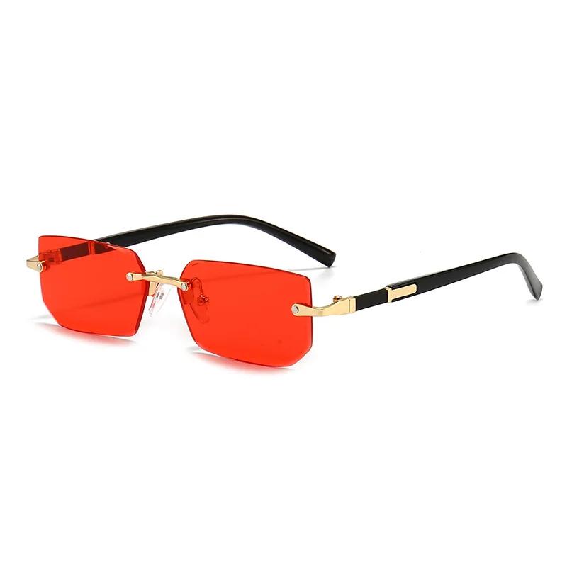 Lunettes de soleil rectangulaires sans bords, mode populaire pour femmes et hommes, petites lunettes