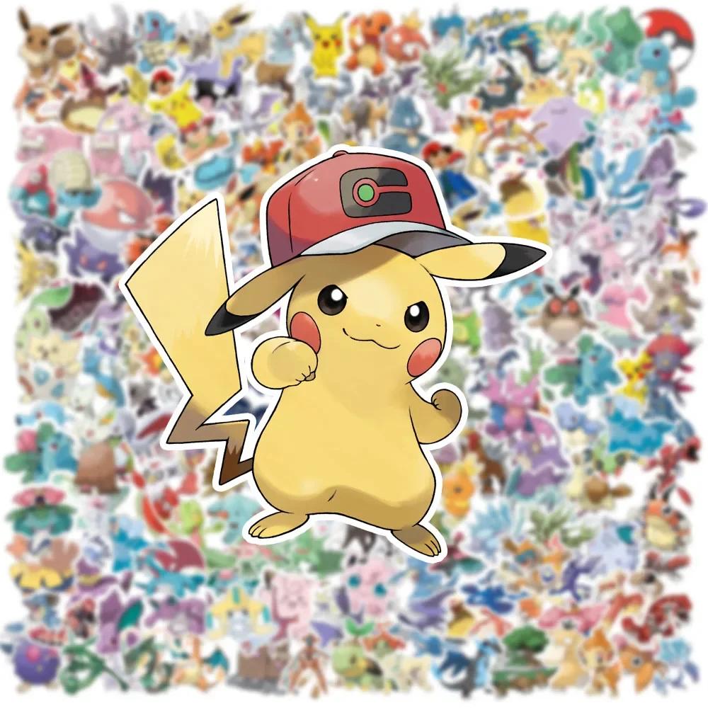 Autocollants Pokemon Pikachu Kawaii, 100/200 pièces, pour ordinateur portable, téléphone, valise, Sk