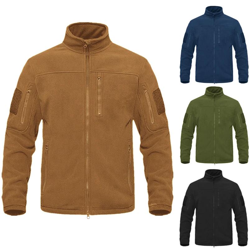 Veste polaire pour hommes, manteau tactique pour Sports de plein air, col montant, fermeture éclair 