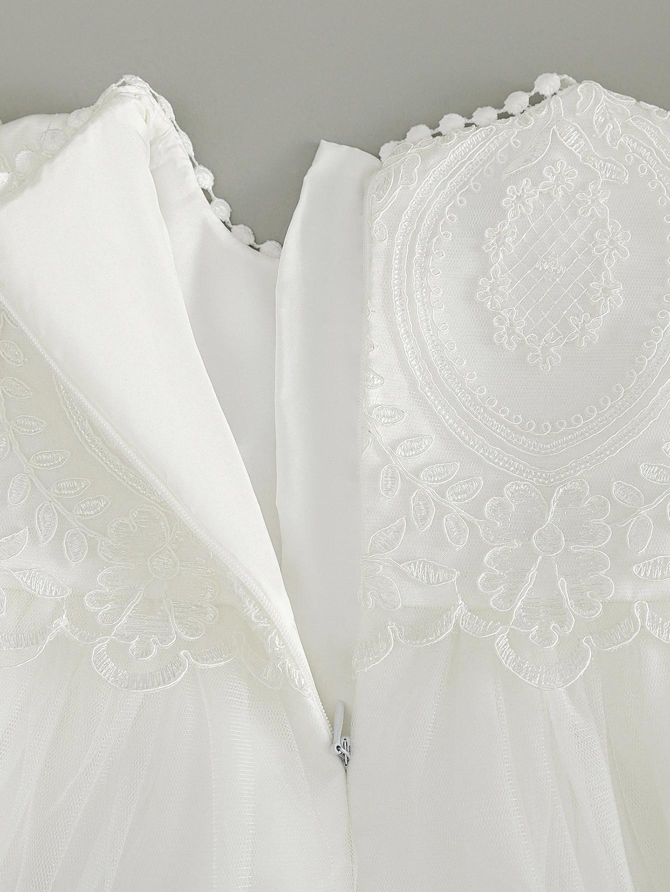 Robe de baptême blanche pour bébé fille, robe brodée haut de gamme, jupe longue en gaze, robe de cér