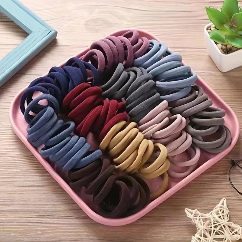 50 pièces/ensemble nouvelles femmes filles bonbons couleurs Nylon basique Scrunchie cheveux cravate 