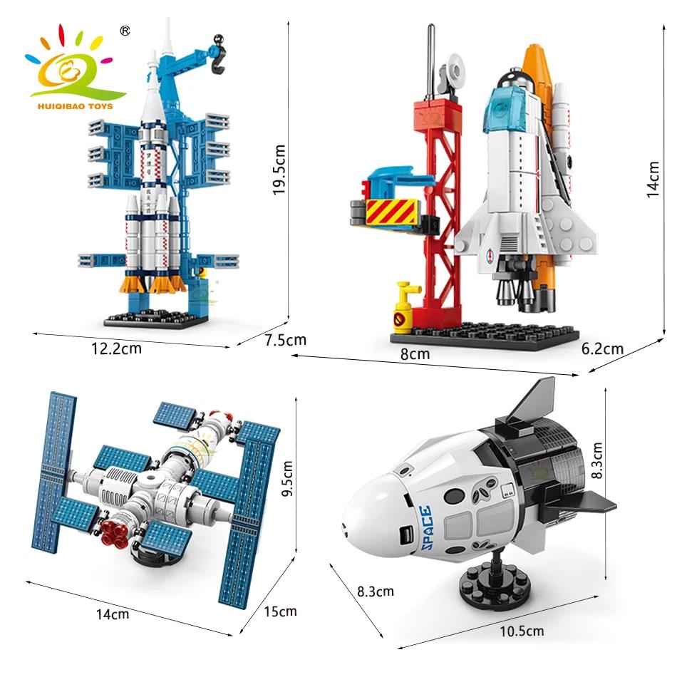 HUIQIBAO – Mini fusée d'aviation, blocs de Construction, Station aérospatiale spatiale, briques, jou