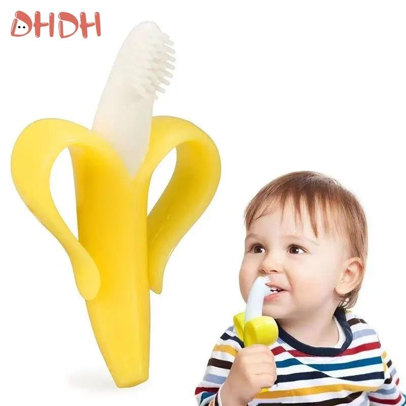 Anneau de dentition en forme de banane pour bébé, brosse à dents d'entraînement en Silicone sans BPA