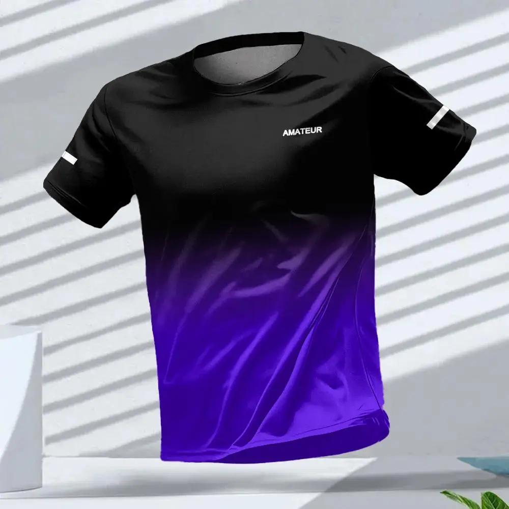 T-shirt pour hommes Sports de plein air T-shirts de course motif dégradé imprimé T-shirt confortable