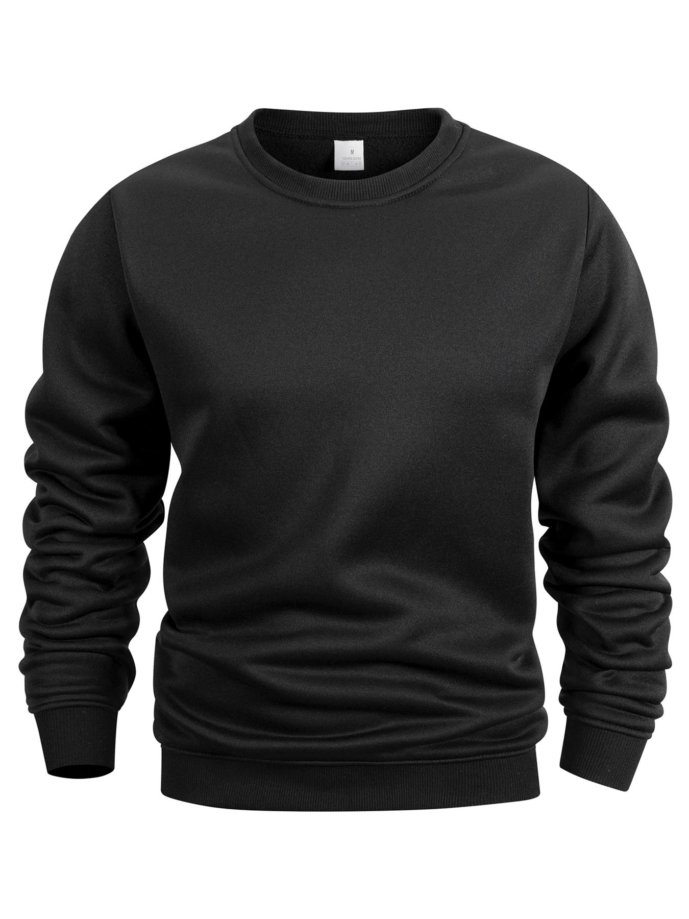 Sweat-shirt à col rond pour hommes, couleur unie, printemps, extérieur, décontracté, quotidien, manc