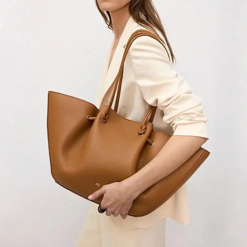 Sac fourre-tout PG pour femme, sac à main de luxe en cuir grainé, sac à bandoulière grande capacité,