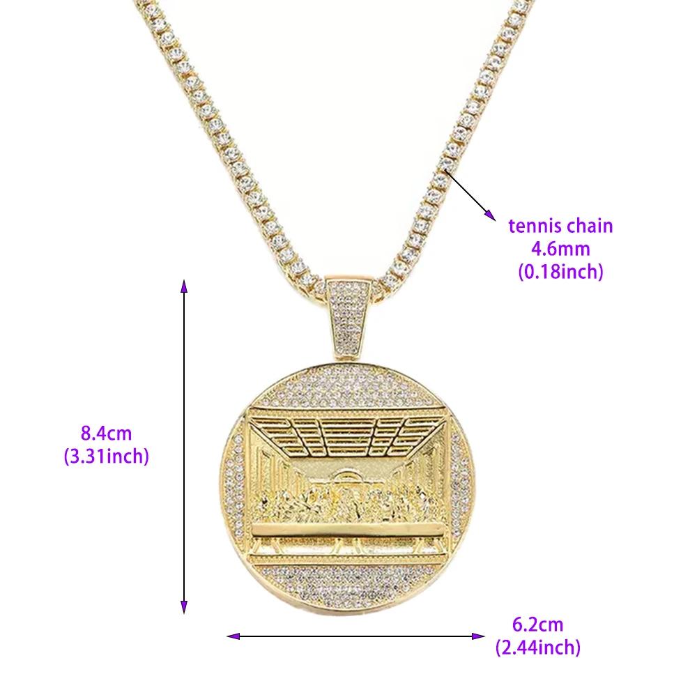 Nouveau dernier dîner pendentif chaîne cubaine collier avec 14mm chaîne glacée mode Hip Hop hommes p