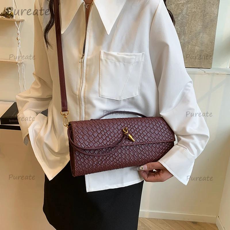 Sac messager tendance de couleur unie – Bandoulière unique en cuir vintage pour les déplacements, le