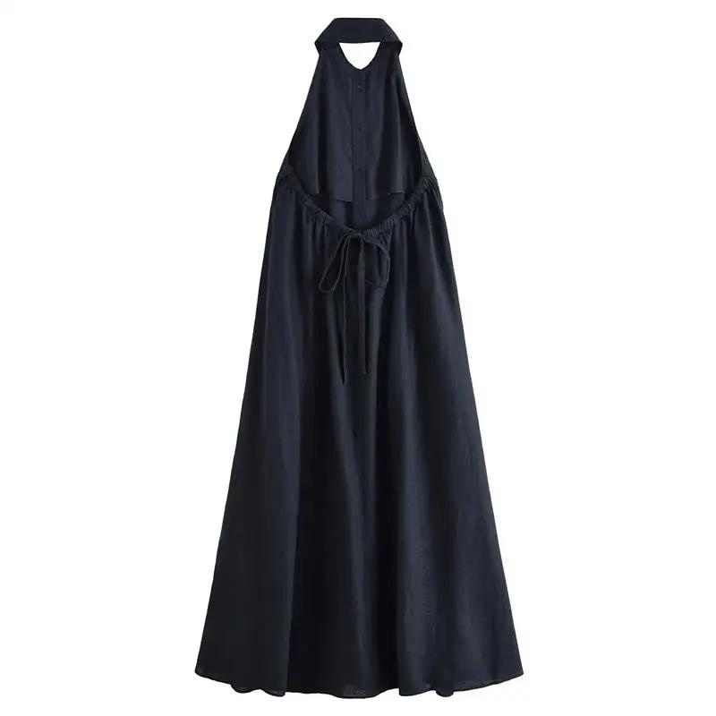 Robes d'été pour femmes 2026 : Nouvelle robe longue élégante à col halter pour les vacances, robe ch