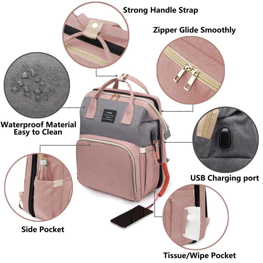 Sac de maman léger et Portable, lit de berceau pliant, sacs de maternité de voyage de grande capacit