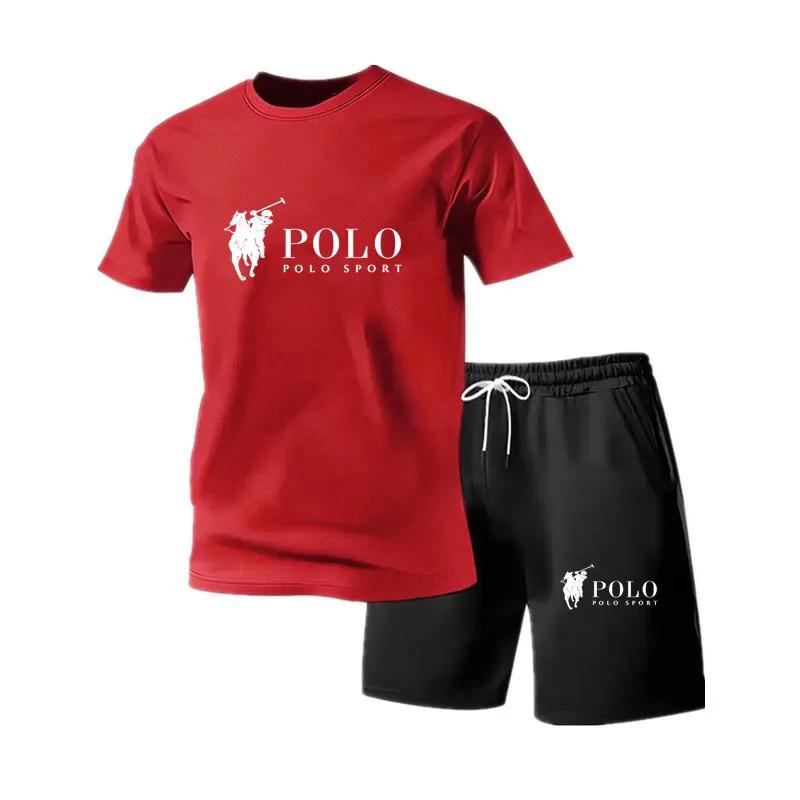 Costume de sport décontracté pour hommes, haut à col rond en maille et pantalon de jogging, costume 