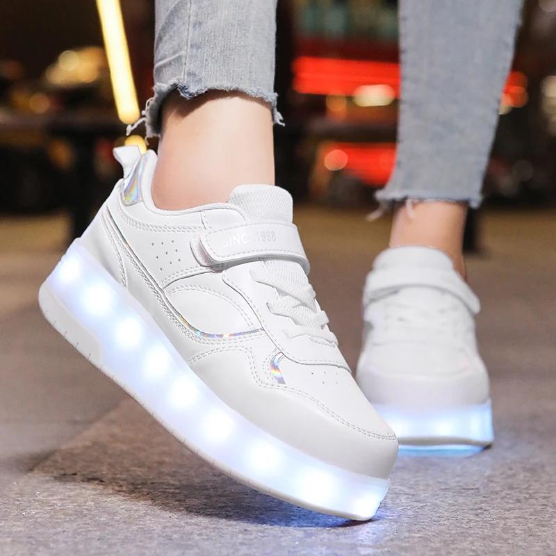 Rose mode filles garçons lumière LED patins à roulettes chaussures pour enfants enfants baskets avec