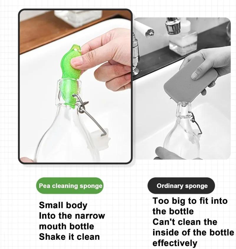 Éponge magique de nettoyage de pois, tasse de cuisine, brosse de nettoyage de bouteilles, réutilisab