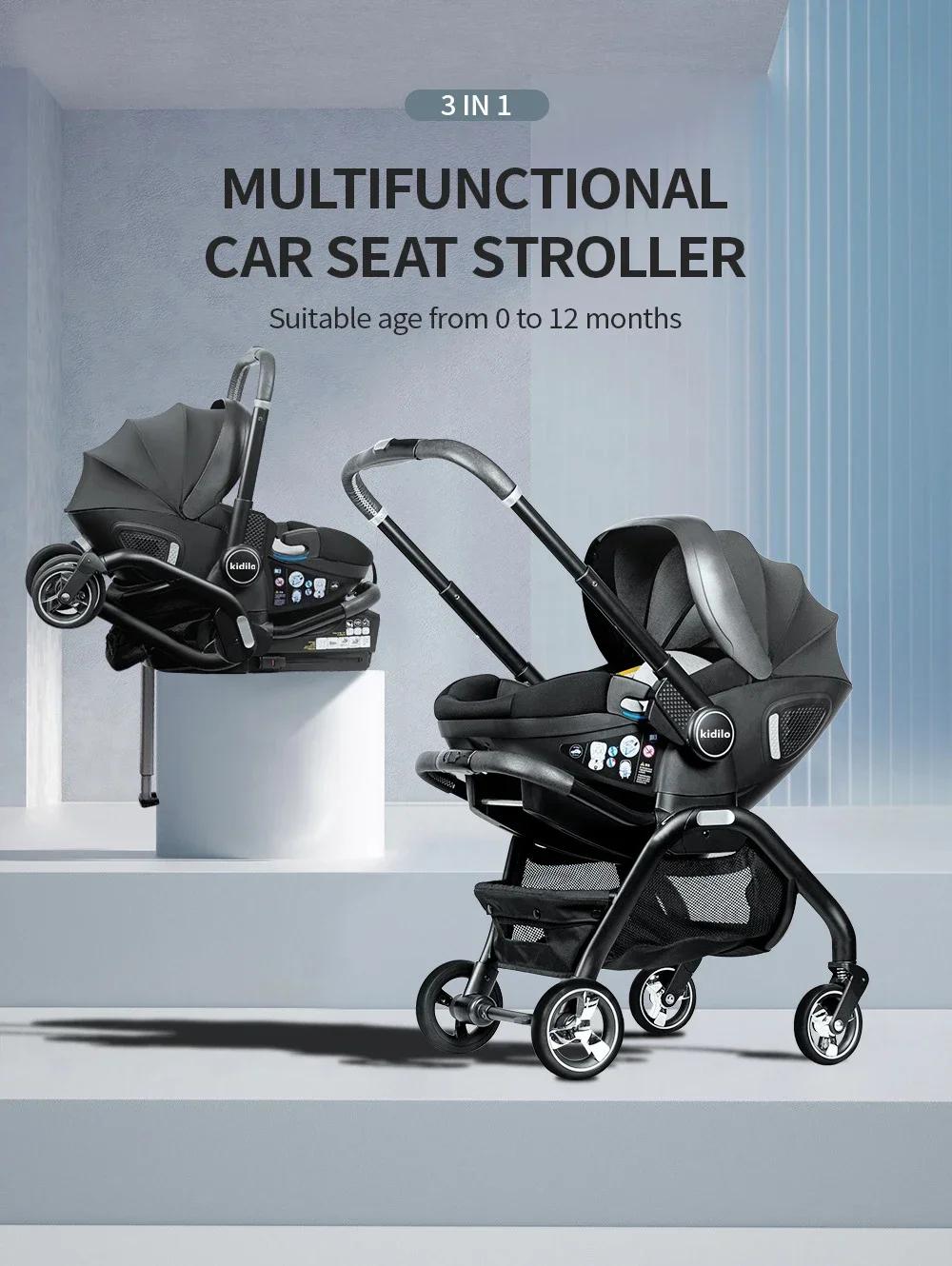 Poussette 4 en 1 pour bébé, siège auto pour enfants, poussette luxueuse pour nouveau-né, légère et p