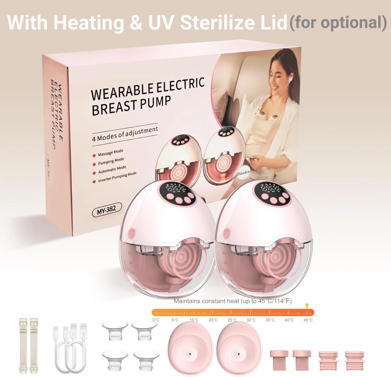 Tire-lait portable mains libres électrique - Avec chauffage et stérilisateur UV option sans fil