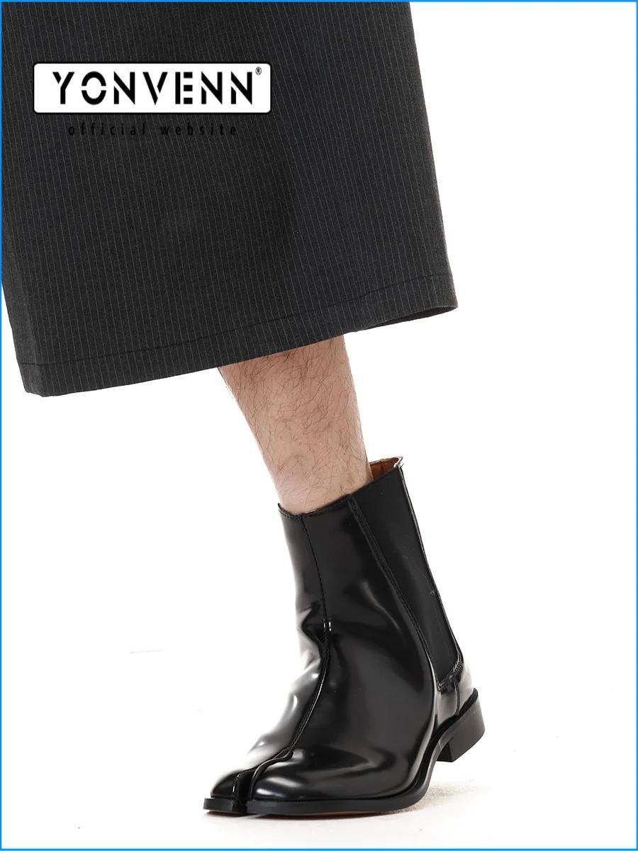 Bottes courtes en cuir véritable Chelsea tabi chaussures à bout fendu sabot de cochon chaussures en 