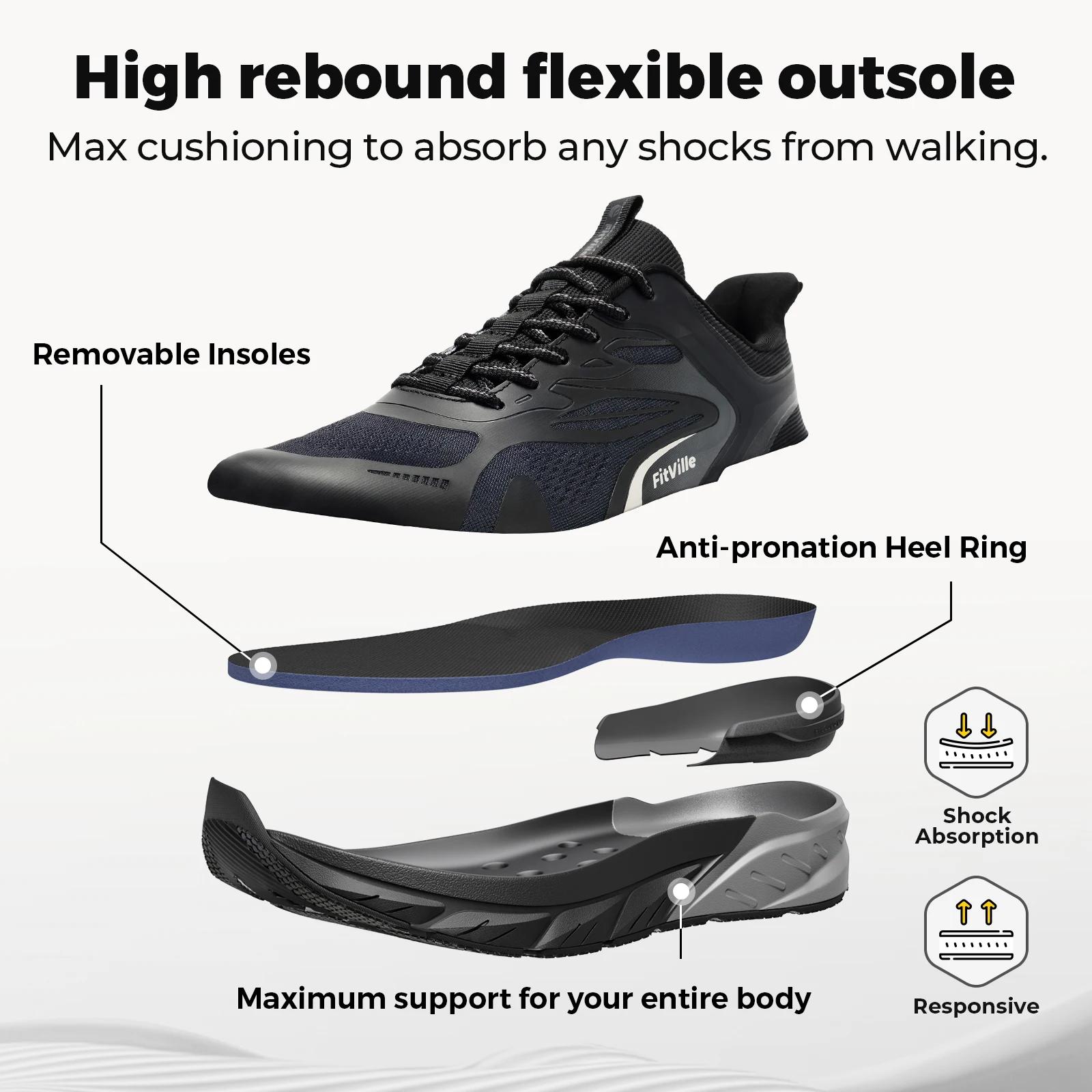 Chaussures de marche Fittington confortables et larges pour hommes, chaussures de sport antidérapant