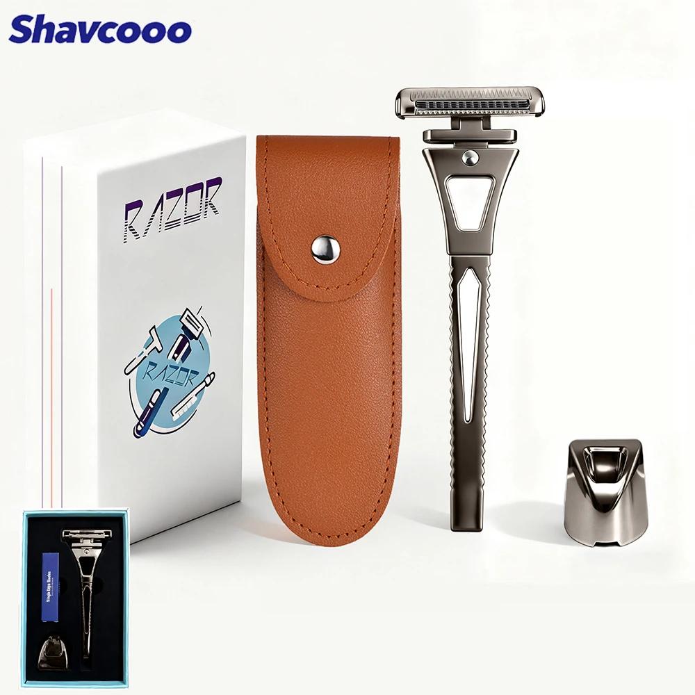 Shavcooo Glide Pro 4D rasoir de sécurité tête rotative en acier inoxydable rasoir pour homme avec su